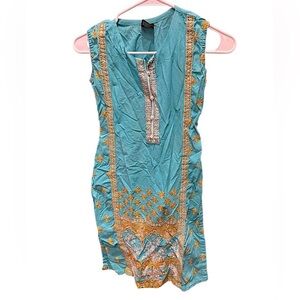 Mona's Turquoise Dress with Gold Details size 4